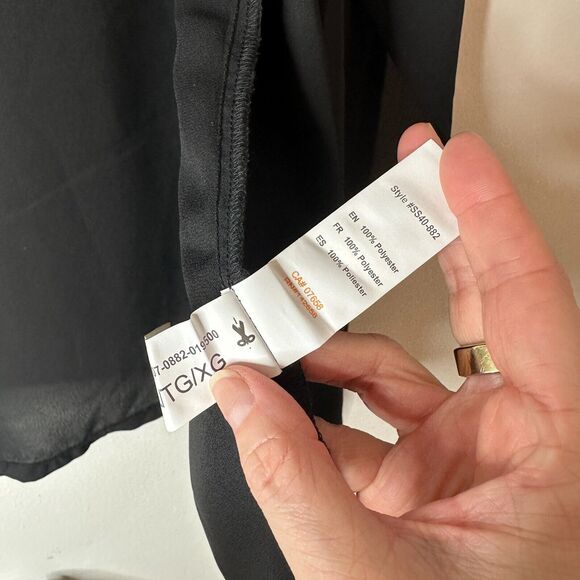 ReVamped Black Flowy Roll Tab Sleeve Tie Waist Waterfall Neck Wrap Dress Small - Picture 10 of 14